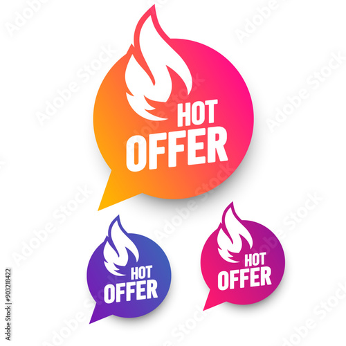 Colorful Speech Bubble Set With Flame And Text Hot Offer