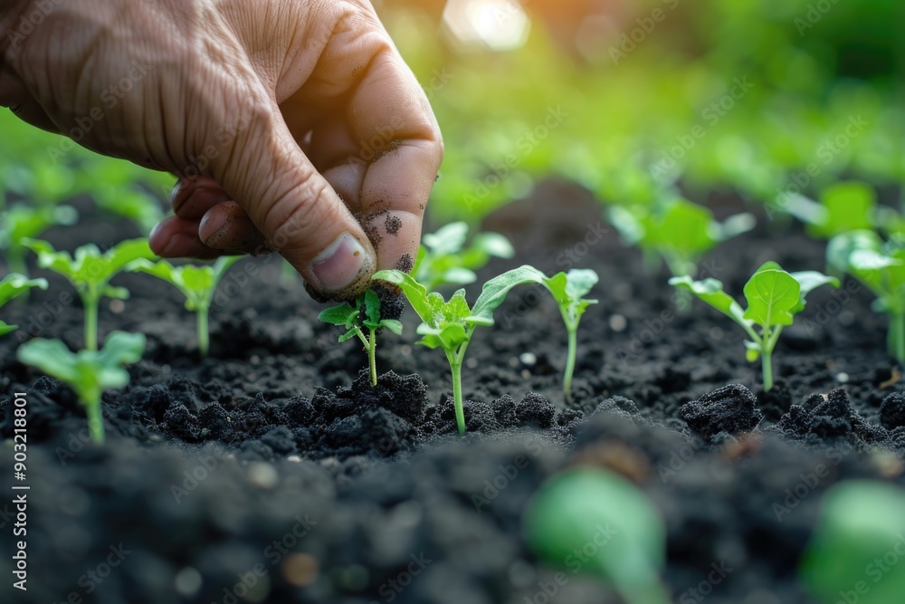 Dirt Farm. Care and Industry in Business with Expert Hand of Man Checking Soil Health for Summer Growth Dirt Farm. Care and Industry in Business with Expert Hand of Man Checking Soil Health for Summer Growth