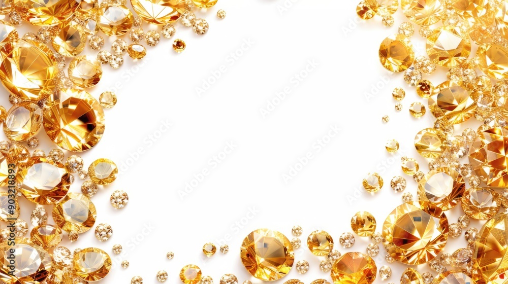 Jewelry Background. Luxury Fashion Frame with Brilliant Gems and Gold Accents