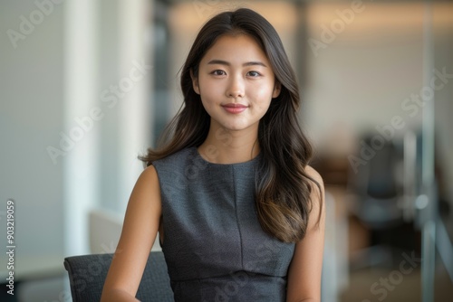 Confident young Asian businesswoman working happily in office. Free Download Confident young Asian businesswoman working happily in office. - GFXLoad