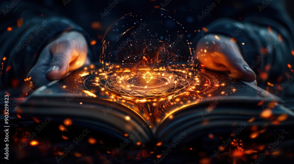 Psychic reading with mystical symbols and glowing light, Gothic, Dark tones, Digital painting Psychic reading with mystical symbols and glowing light, Gothic, Dark tones, Digital painting