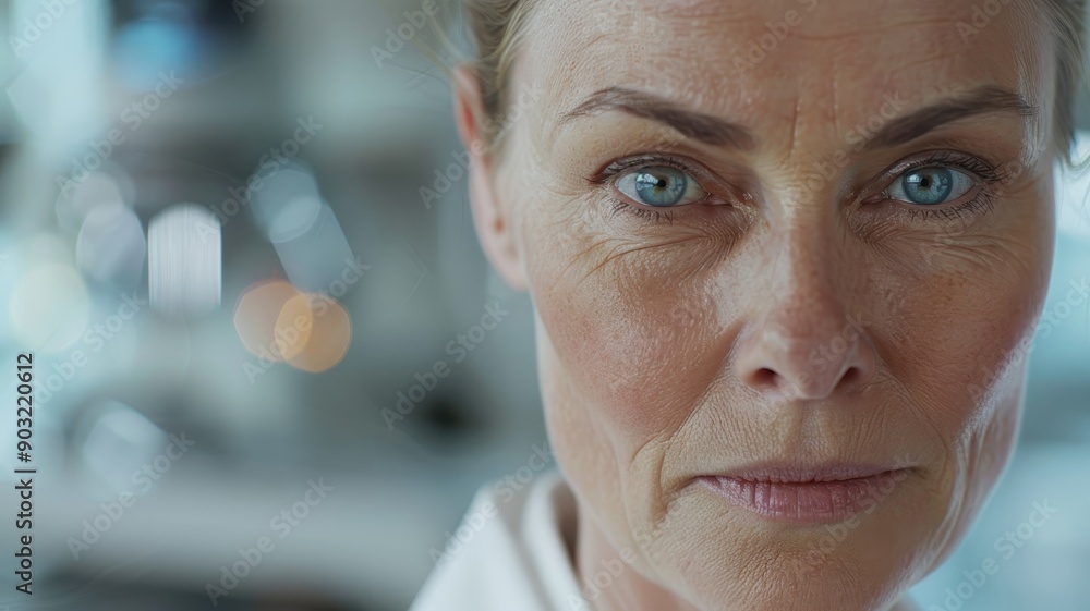 A close-up portrait of a middle-aged Australian female scientist A close-up portrait of a middle-aged Australian female scientist