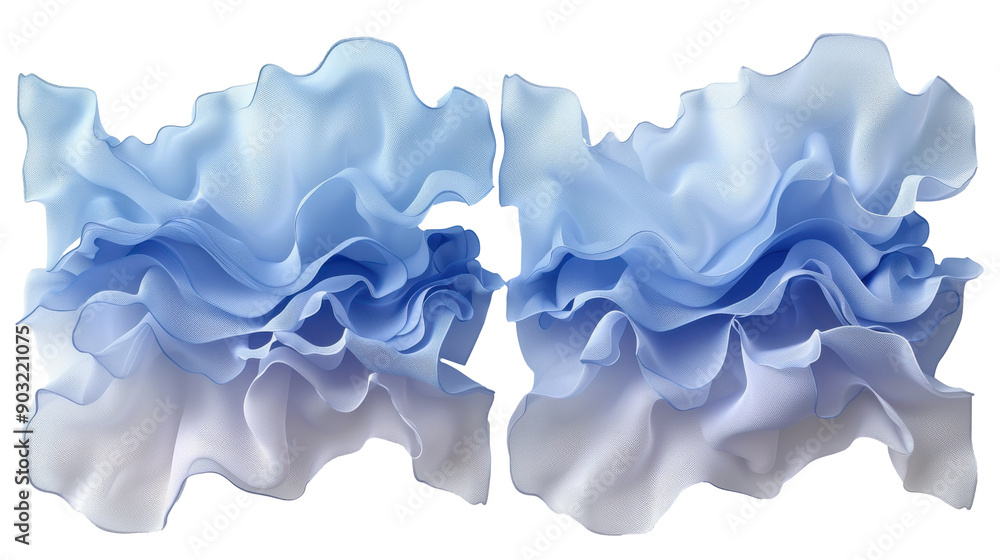Abstract Blue Fabric Waves Floating on Water Abstract Blue Fabric Waves Floating on Water