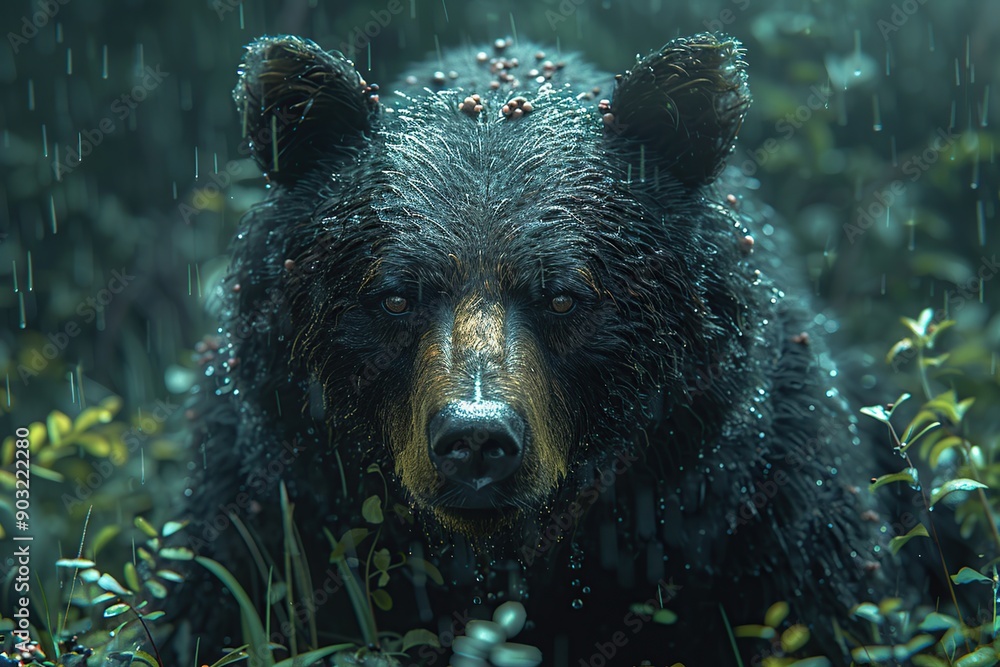 Black Bear in the Rain Black Bear in the Rain