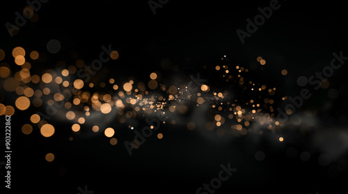 Bright colorful bokeh effect on black background for overlay on photo