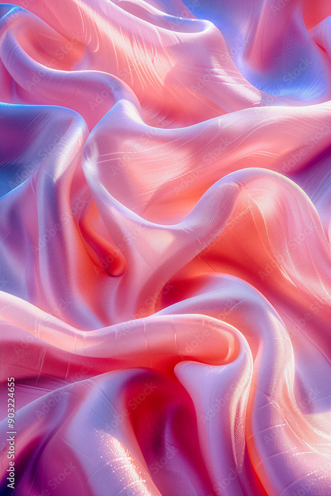 Obraz premium Pink bright silk satin fabric smooth texture. Macro detailed material background
