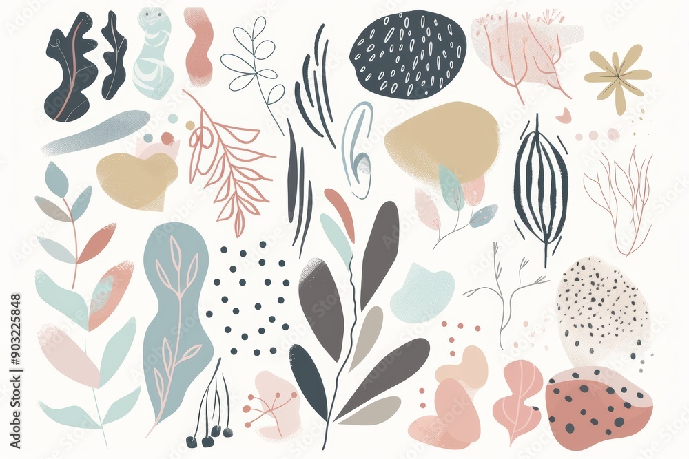 Botanical art with organic shapes and modern aesthetic, great for art and design projects Botanical art with organic shapes and modern aesthetic, great for art and design projects