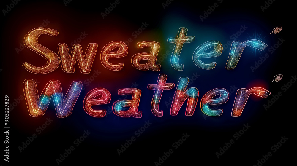 Sweater weather text with sparkling letters on a dark background, creating a cozy and festive atmosphere, suitable for autumn designs and seasonal promotions, fall concept Sweater weather text with sparkling letters on a dark background, creating a cozy and festive atmosphere, suitable for autumn designs and seasonal promotions, fall concept