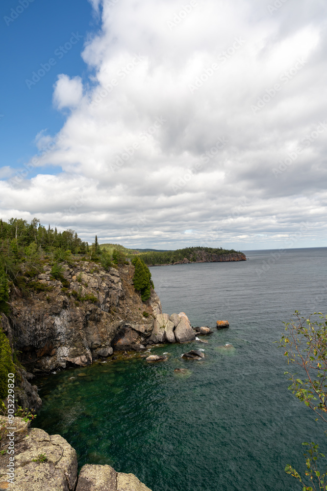 A gorgeous view of the rocky coastline of Lake Superior in Minnesota. A gorgeous view of the rocky coastline of Lake Superior in Minnesota.