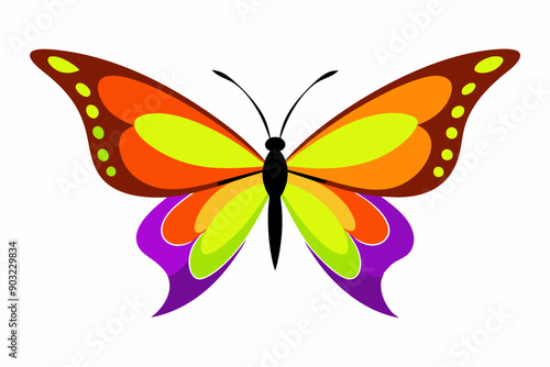Flat Illustration of a Cute Butterfly Vector Art © CreativeDesigns