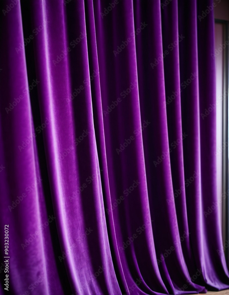 Curtain with soft smooth flowing folds. Deep purple color and luxurious texture create a dramatic and elegant atmosphere. Decoration and interior design. Expensive curtain made of rich fabric. AI Curtain with soft smooth flowing folds. Deep purple color and luxurious texture create a dramatic and elegant atmosphere. Decoration and interior design. Expensive curtain made of rich fabric. AI
