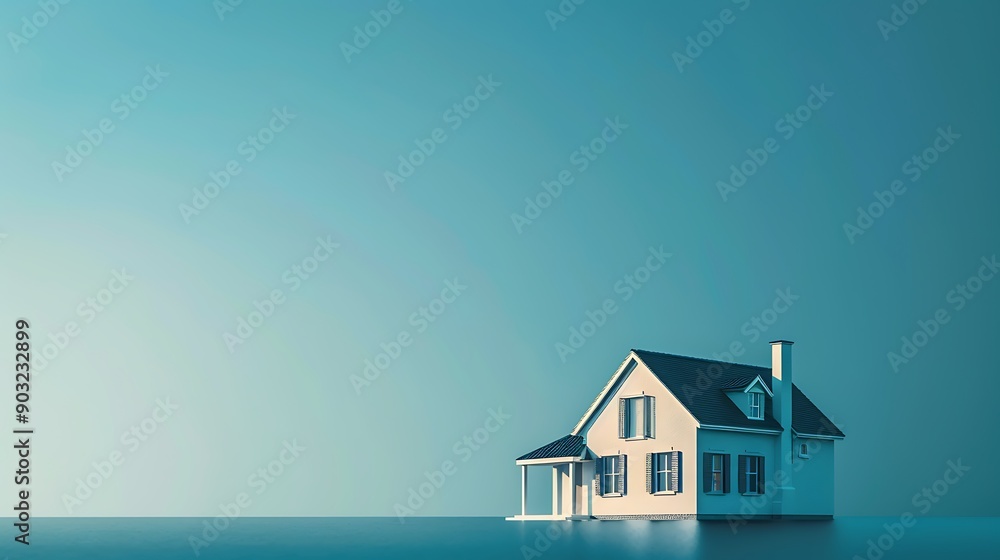 A serene house stands alone above calm waters under a tranquil blue sky, evoking a sense of isolation and peace. A serene house stands alone above calm waters under a tranquil blue sky, evoking a sense of isolation and peace.