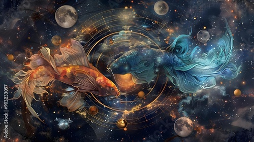 Artistic representation of the Pisces zodiac sign