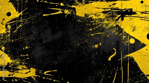 Black and Yellow abstract background with grunge texture