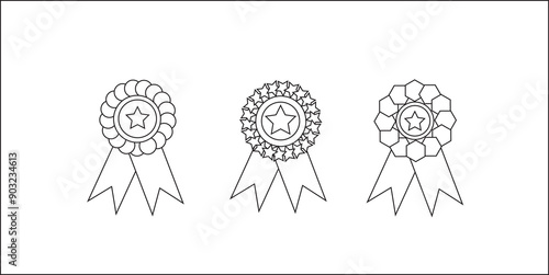medals Being Successful Flat Line Icon Illustration