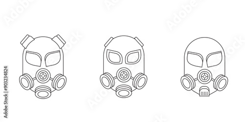 Sanitation and protection facemask ppe icon set with respiratory face masks