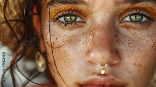 Close up portrait of a girl wearing jewelry