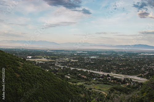 Summer Hiking views of Great Western Trail Layton City Utah