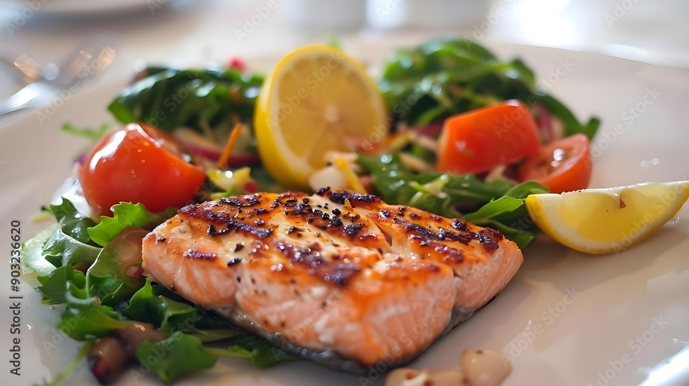 Restaurant food with fresh ingredients on the grill Restaurant food with fresh ingredients on the grill
