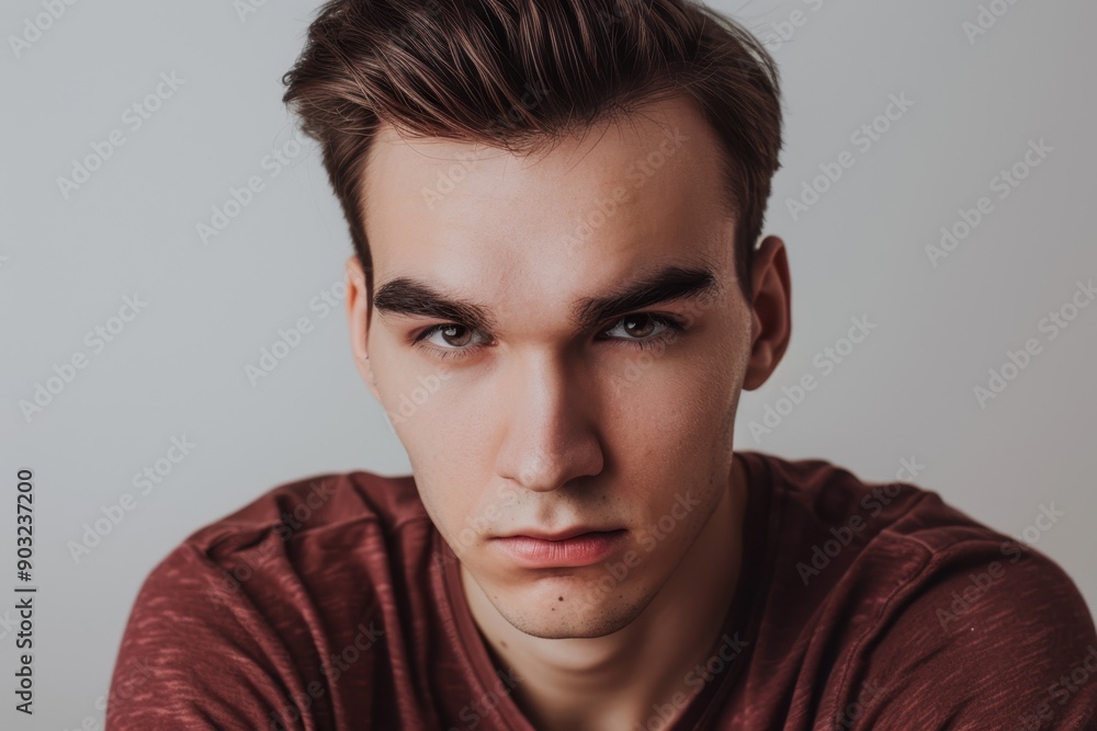 Confident young man posing for studio portrait. Confident young man posing for studio portrait.