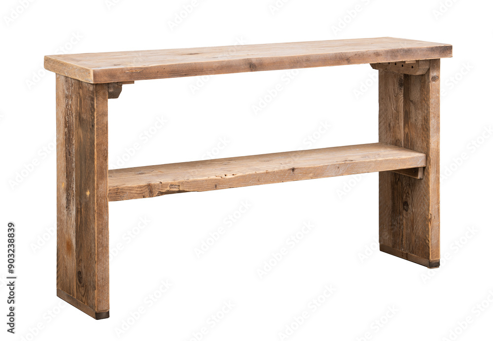 two tier raw wood shelf. isolated white background two tier raw wood shelf. isolated white background