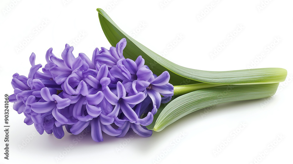 Fototapeta premium one single purple hyacinth flower on white background