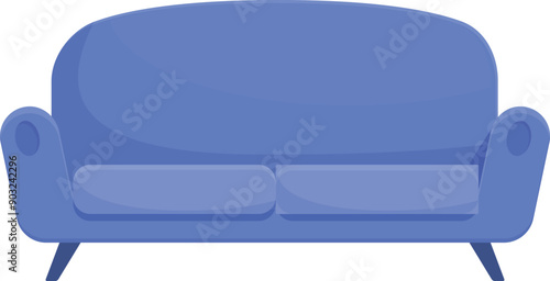 Blue sofa with round armrests, providing a comfortable seating experience