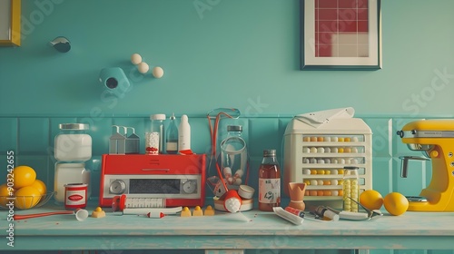 Conceptual still life with everyday objects