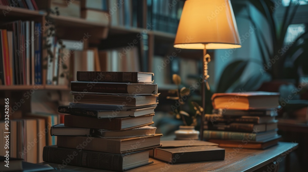 Cozy Reading Nook with Books and a Lamp Cozy Reading Nook with Books and a Lamp
