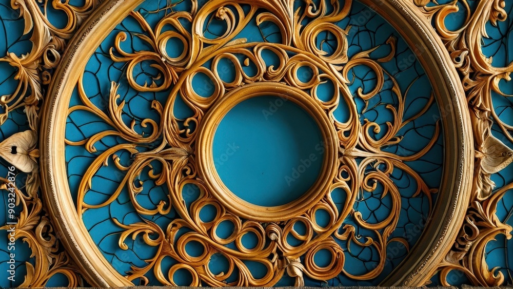 Ornate Gold and Blue Ceiling Pattern. Ornate Gold and Blue Ceiling Pattern.
