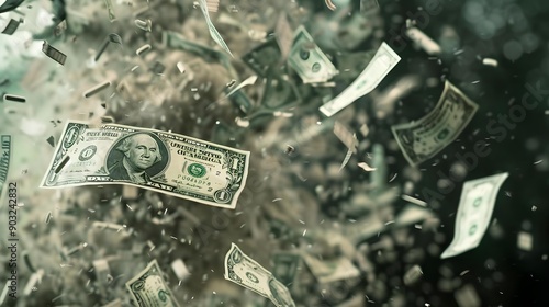 Falling dollar money in slow motion 4K