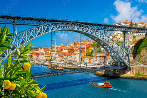 Panoramic view of the city of Porto on a beautiful summer day. Porto, Portugal