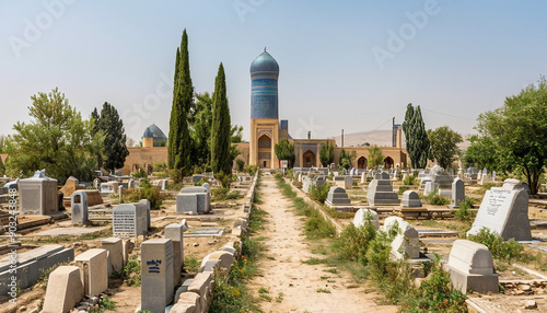 Historical Bukharan Jewish Cemetery Featuring Muslim and Jewish Graves Adobe Stock photo