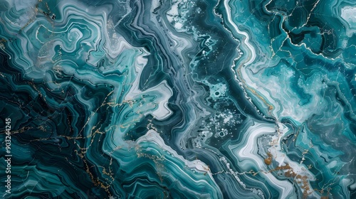 Rich teal marbled stone texture with dynamic waves