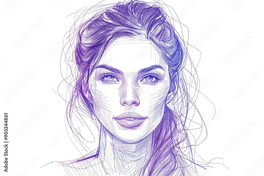 beautiful woman face illustration continous drawing single line art beautiful woman face illustration continous drawing single line art