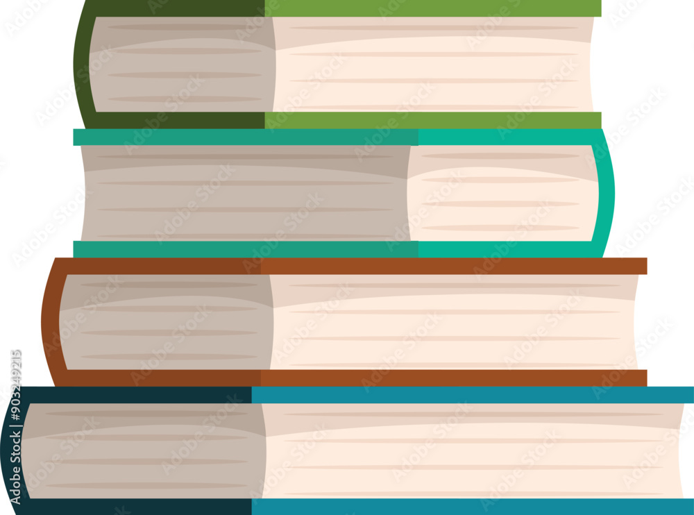 Four colorful books are lying in a stack, symbolizing learning and studying Four colorful books are lying in a stack, symbolizing learning and studying