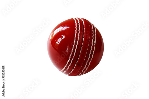 closeup shiny red cricket ball,cutout in transparent background,png format
