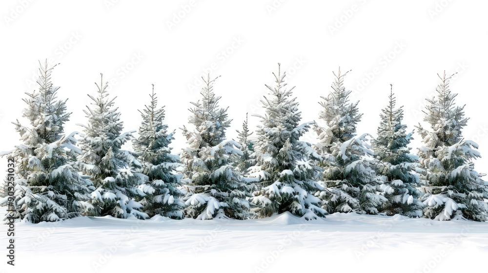 Christmas Fir Brnaches with Snow isolated on white Background Super Wide Panorama Christmas Fir Brnaches with Snow isolated on white Background Super Wide Panorama