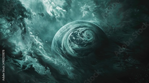 Fototapeta Naklejka Na Ścianę i Meble -  planet earth with a tornado of air around it