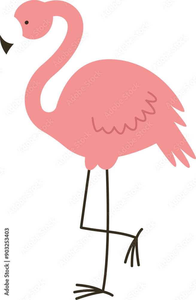 Fototapeta premium Flamingo Bird Hand Drawn