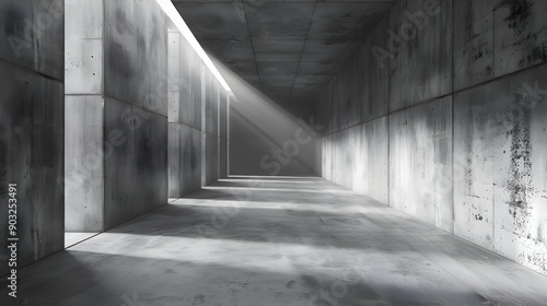 Abstract empty modern concrete walls hallway