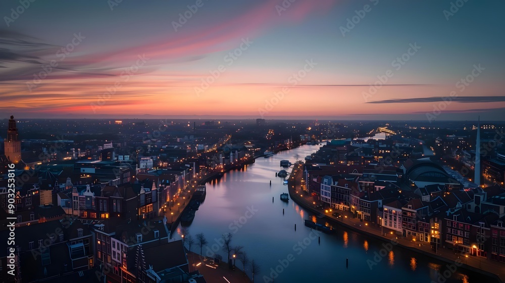 Naklejka premium Aerial cityscape view of the city