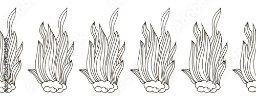 Marine seamless border. Monochrome fairy-tale drawing