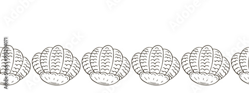 Marine seamless border. Monochrome fairy-tale drawing