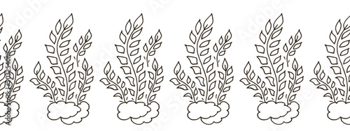 Marine seamless border. Monochrome fairy-tale drawing