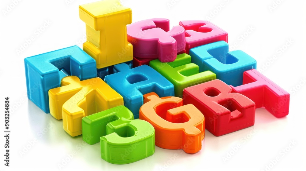 Colorful Plastic Letters on White Background Colorful Plastic Letters on White Background