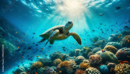 green turtle swimming