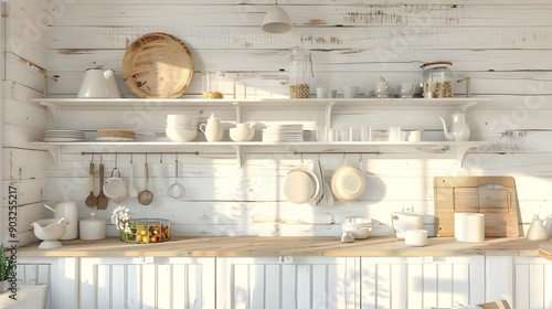 Interior of kitchen in rustic style with vintage elements