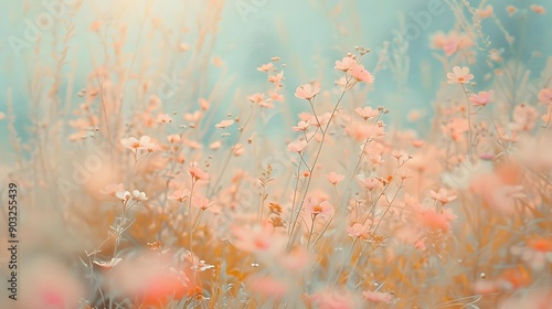 Fototapeta Naklejka Na Ścianę i Meble -  Meadow with wild flowers in the sunny summer