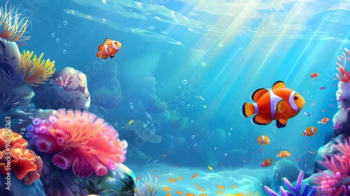 Summer background with a vibrant coral reef